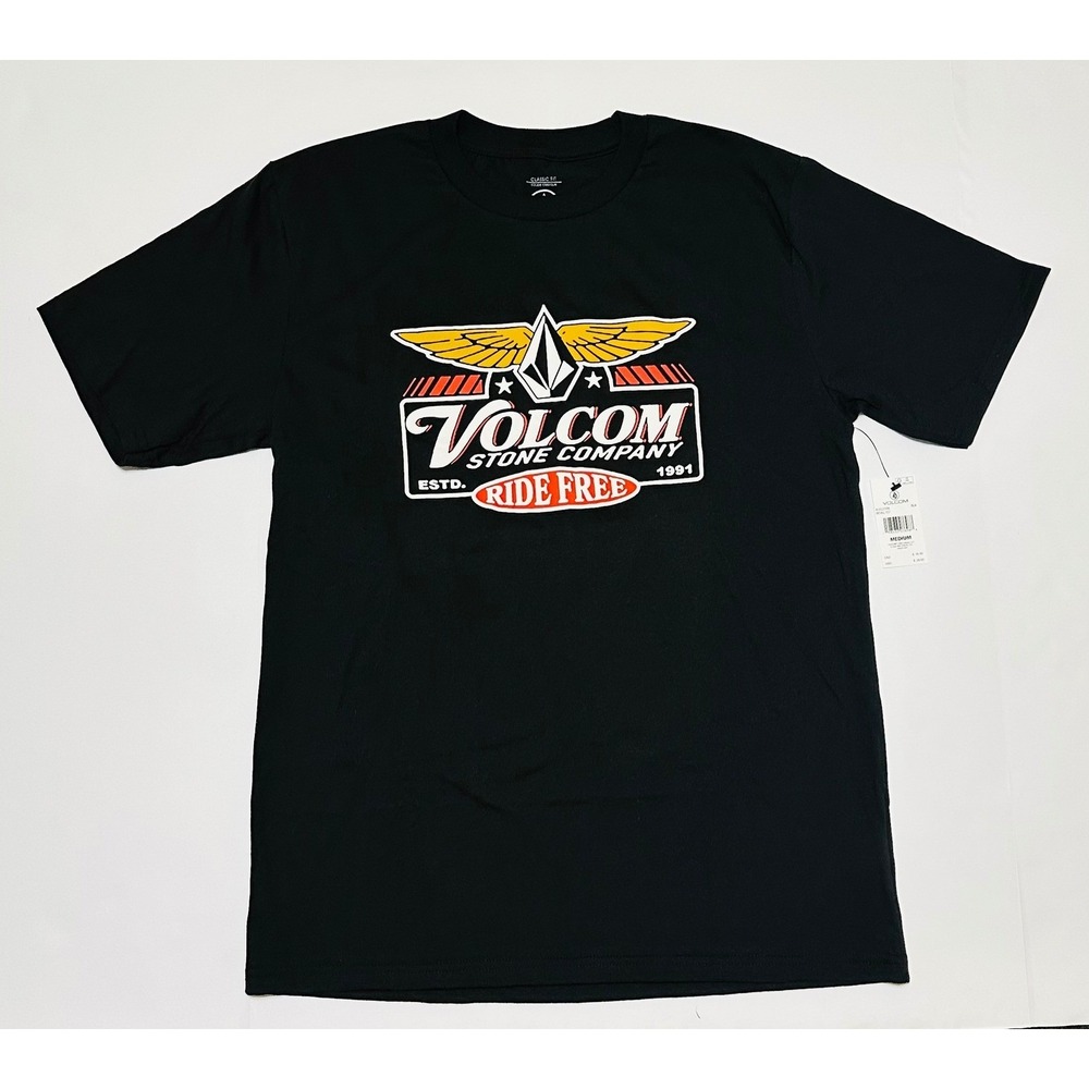 Volcom Revel SST Mens Medium Black Ride Free Graphic Winged Stone Shirt NWT